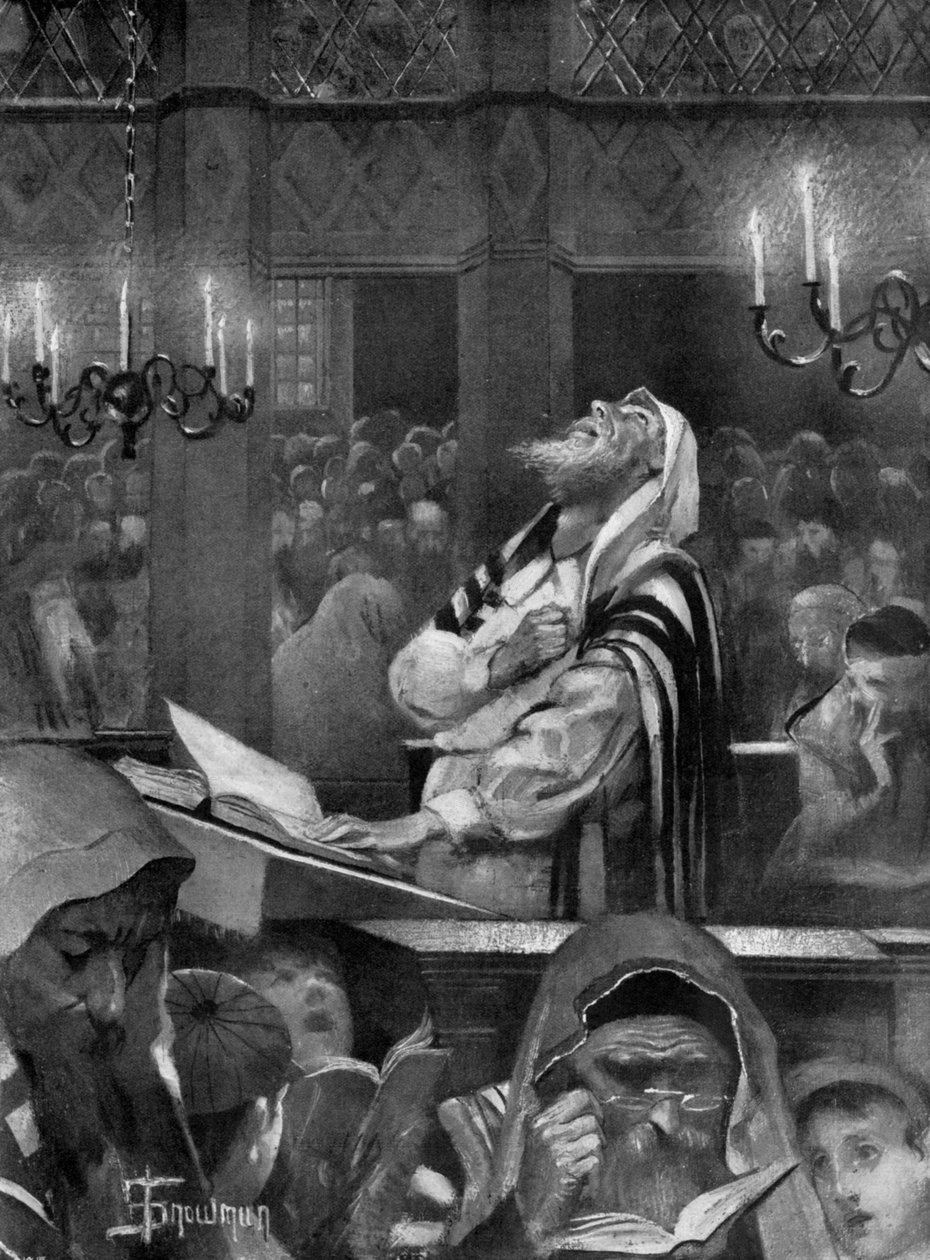Cena em uma sinagoga, o grande dia da expiação, 6 de outubro de 1897 de Isaac Snowman