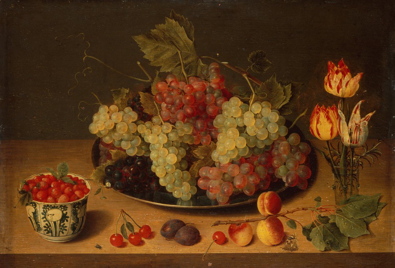 Natureza morta com frutas e flores (óleo) de Isaac Soreau