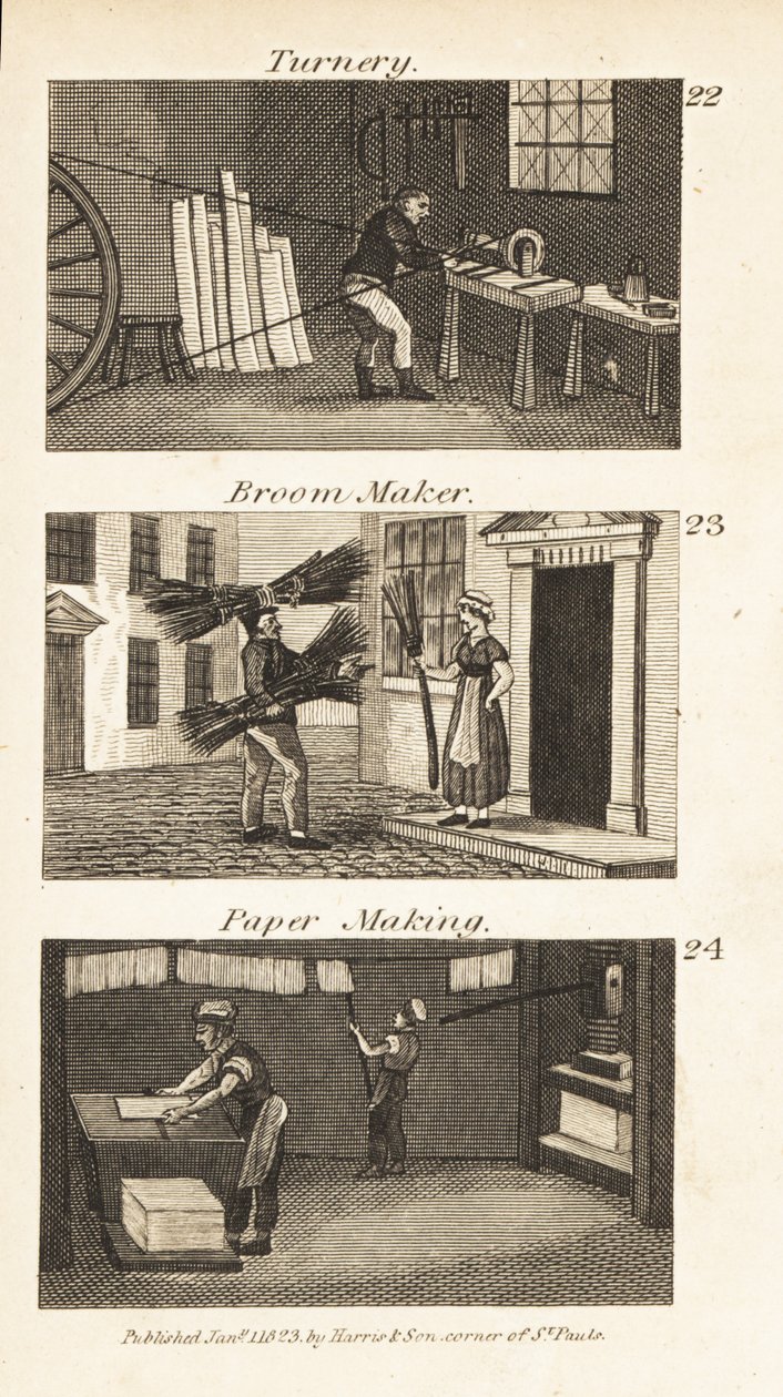 O comércio na Regency England: Tornearia, vassouraria e fabricação de papel de Isaac Taylor