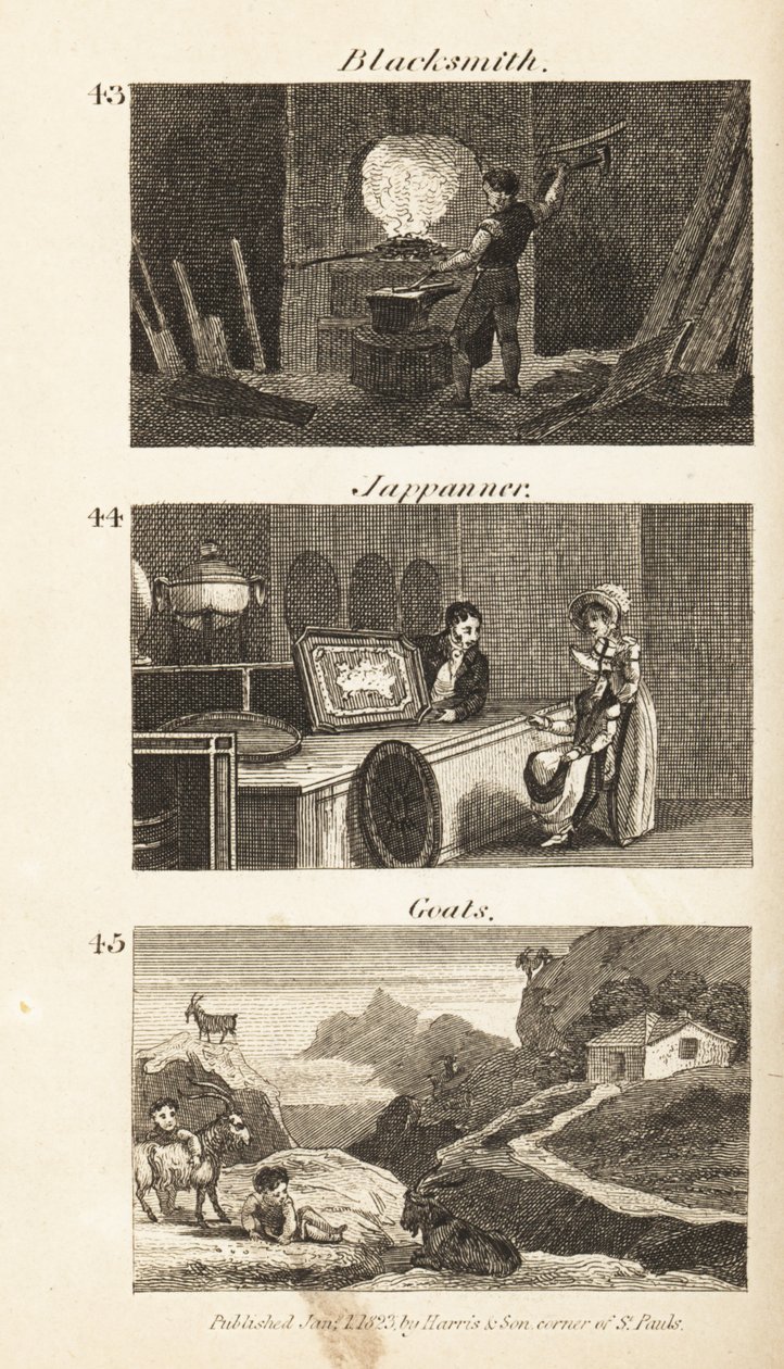 O comércio na Regency England: ferreiro, Jappanner e caprinos de Isaac Taylor