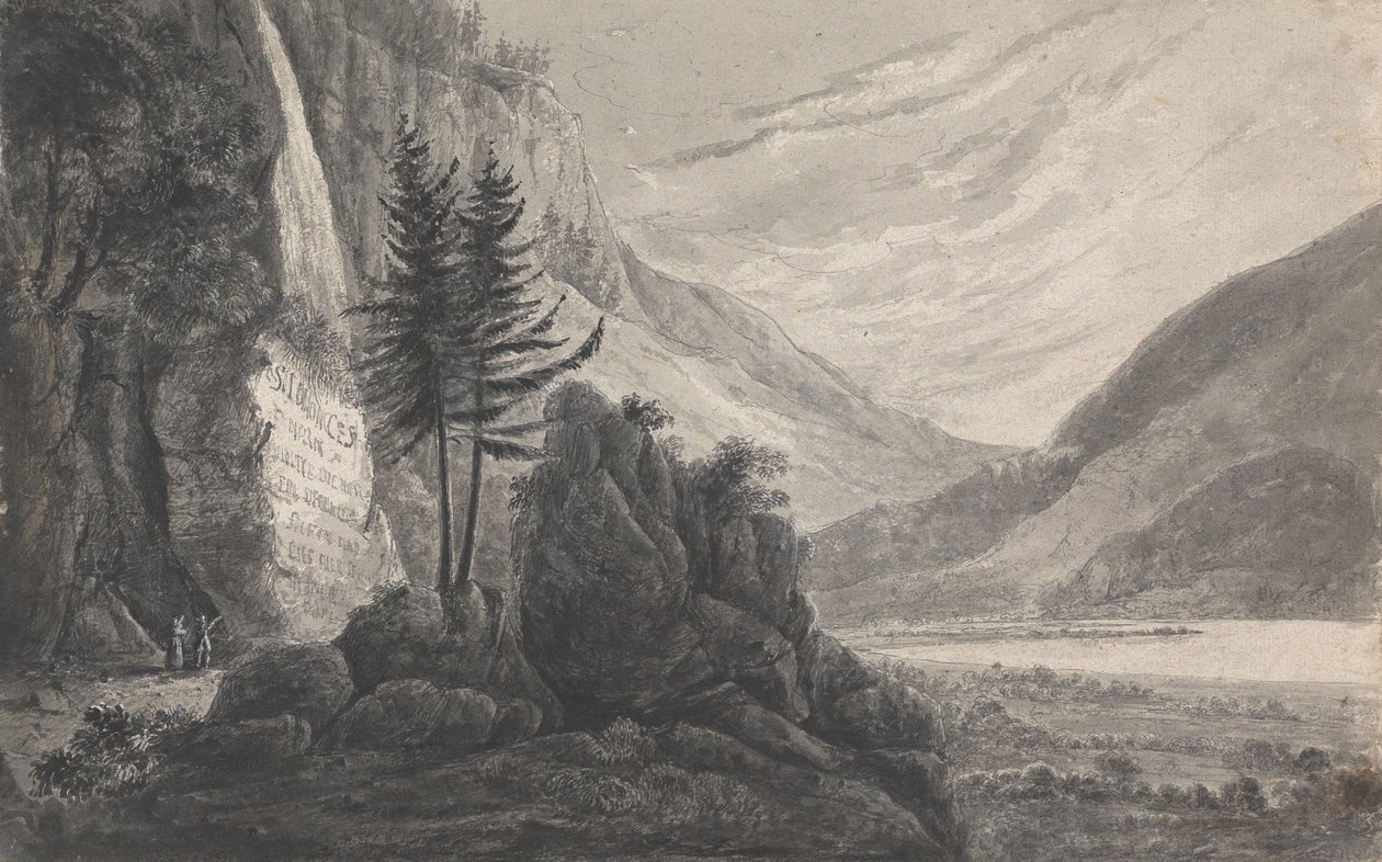 Paisagem montanhosa com inscrição em Salomon Gessner (Suíça) de Isaac Weld