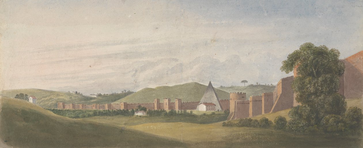 Muros de Roma: A Muralha Aureliana, com a Pirâmide de Cestius de Isaac Weld