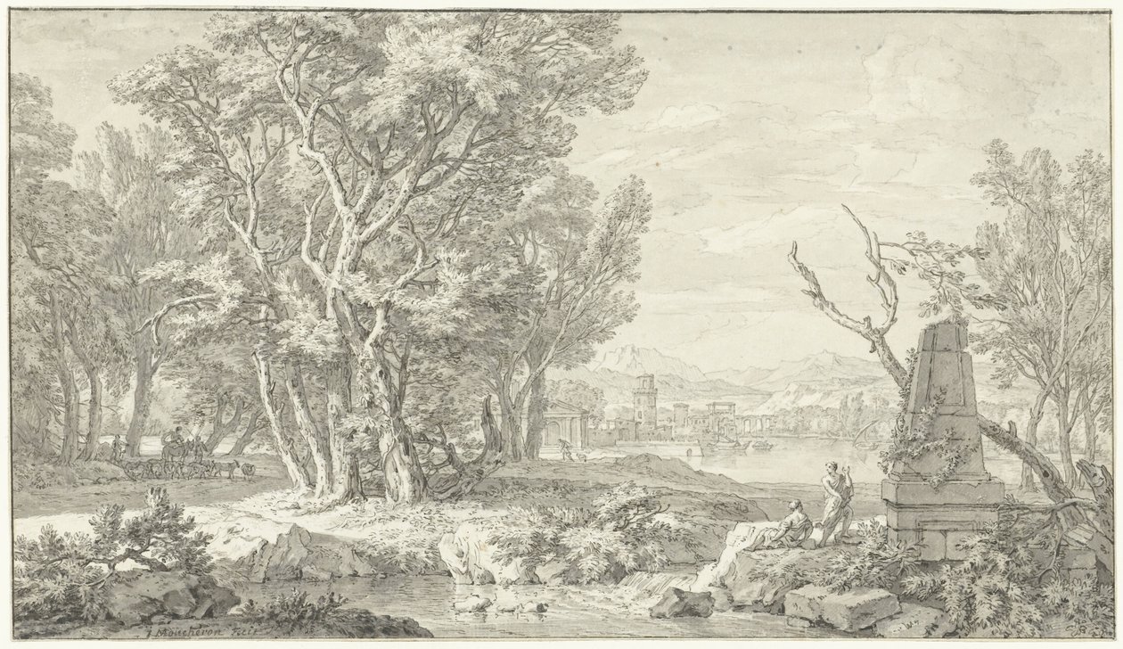 paisagem da Arcádia de Isaac de Moucheron