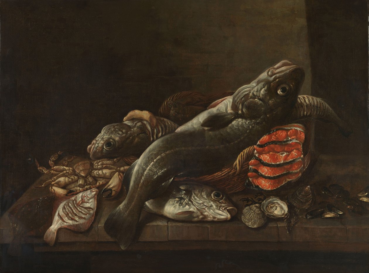 Natureza morta com peixe de Isaac van Duynen