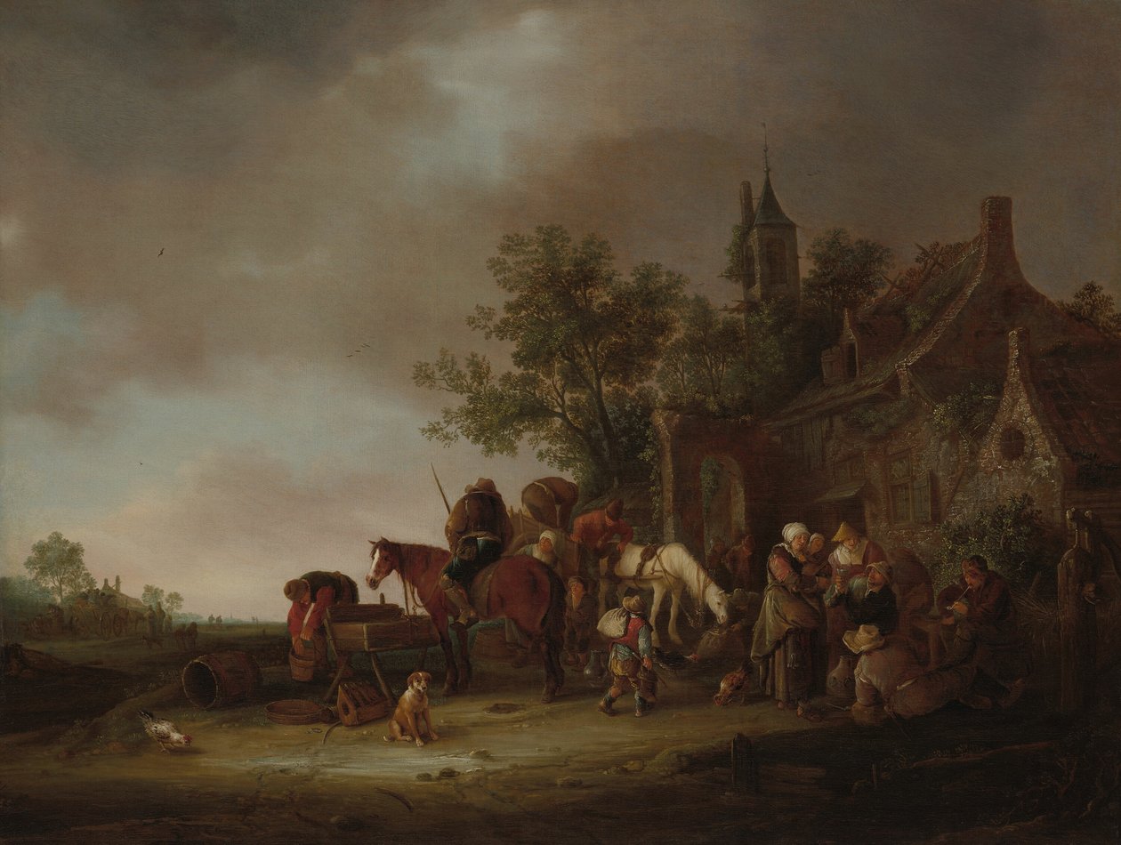 Viajantes parando em uma pousada de Isaac van Ostade