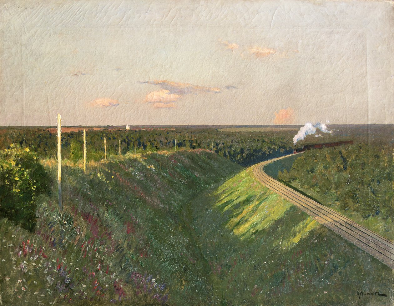 Um trem na sua jornada de Isaak Ilyich Levitan
