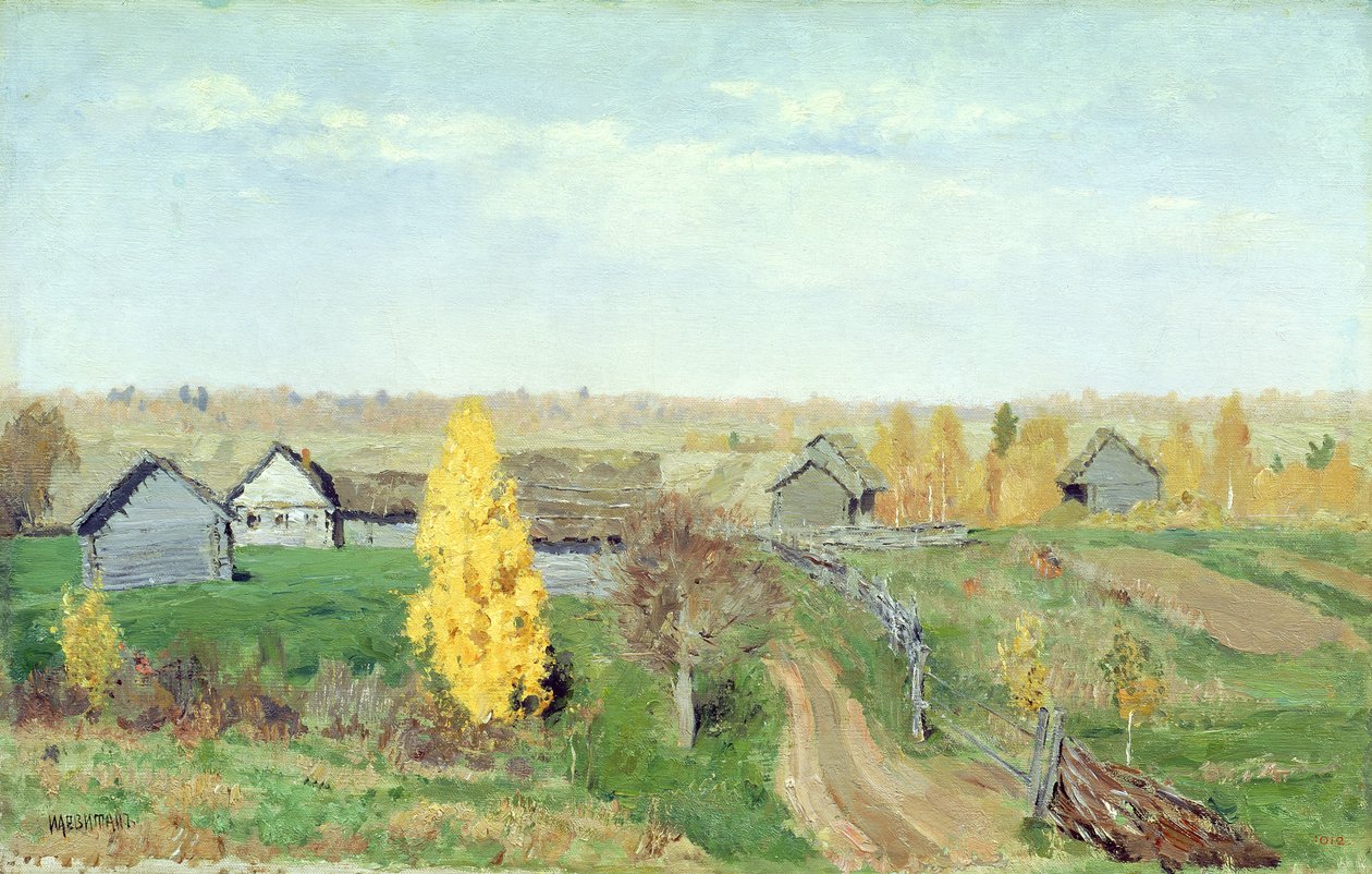 Outono dourado na aldeia, 1889 de Isaak Ilyich Levitan