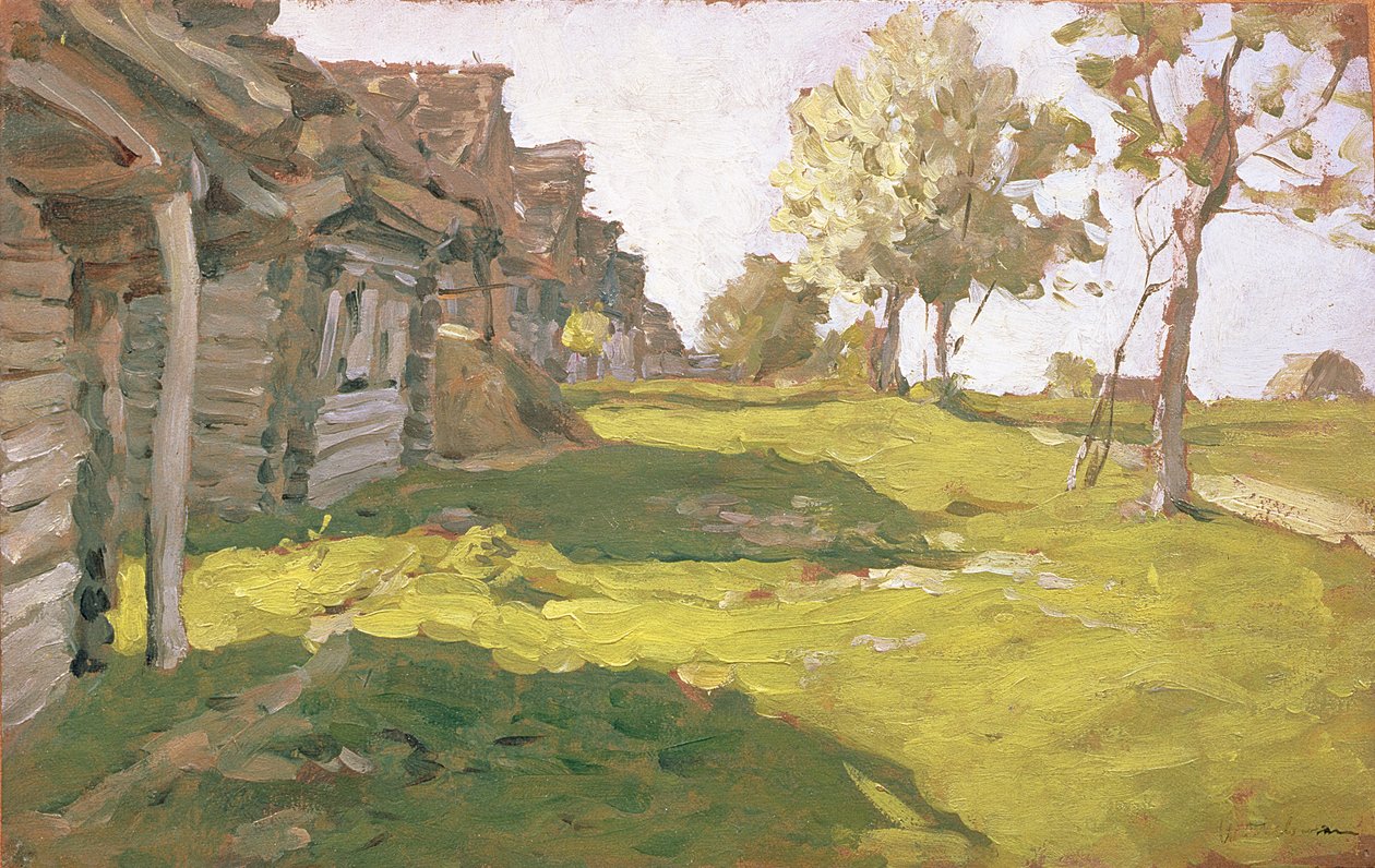 Dia iluminado pelo sol. Uma pequena vila, 1898 de Isaak Ilyich Levitan