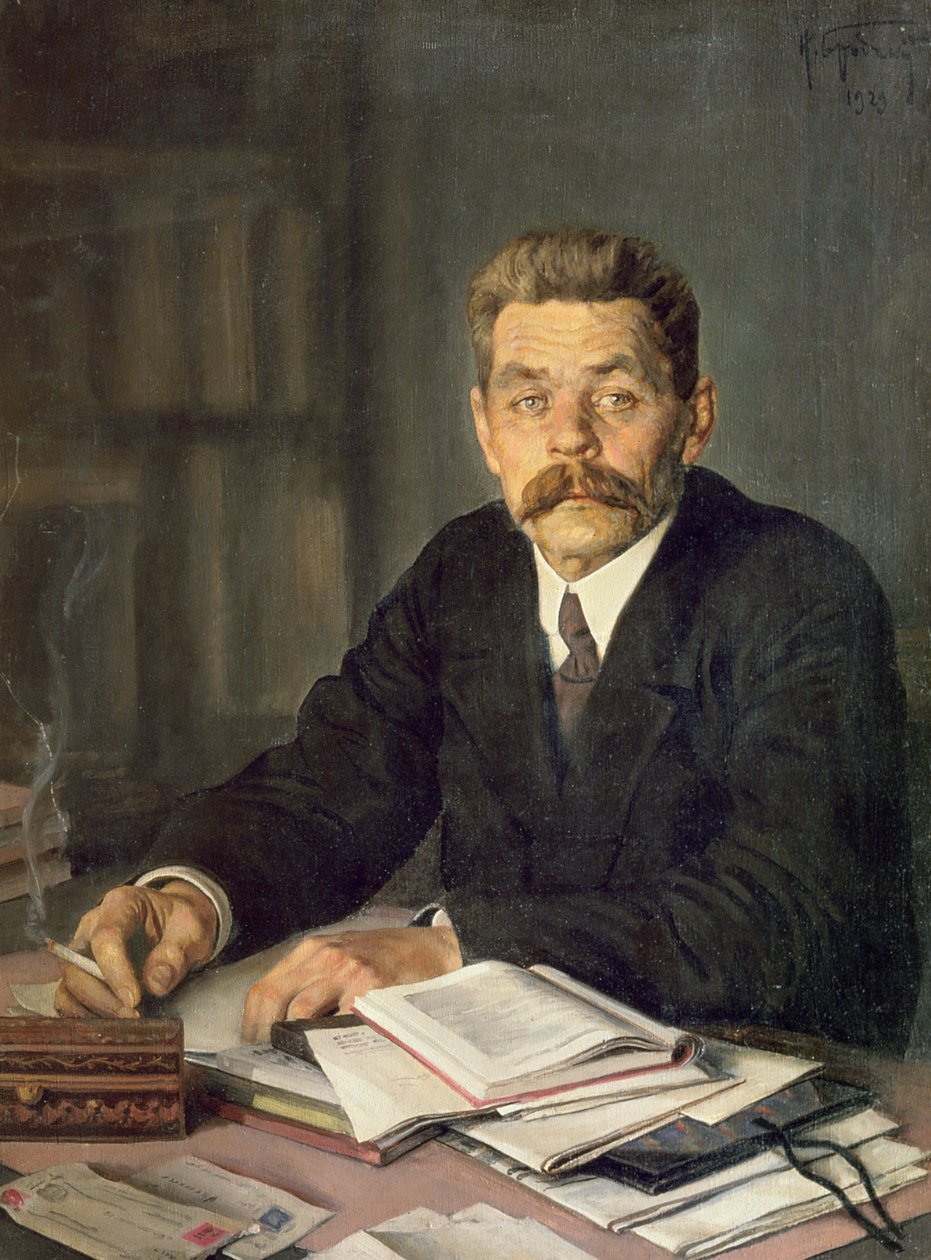 Retrato do Autor Maxim Gorky (1868-1939), 1929 de Isaak Israilevich Brodsky