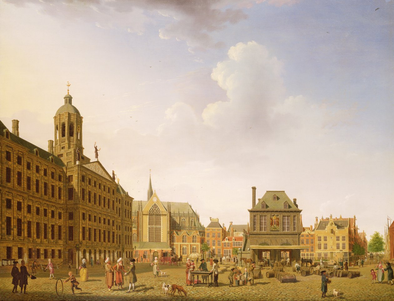 Praça Dam - Amsterdã, 1782 de Isaac Ouwater
