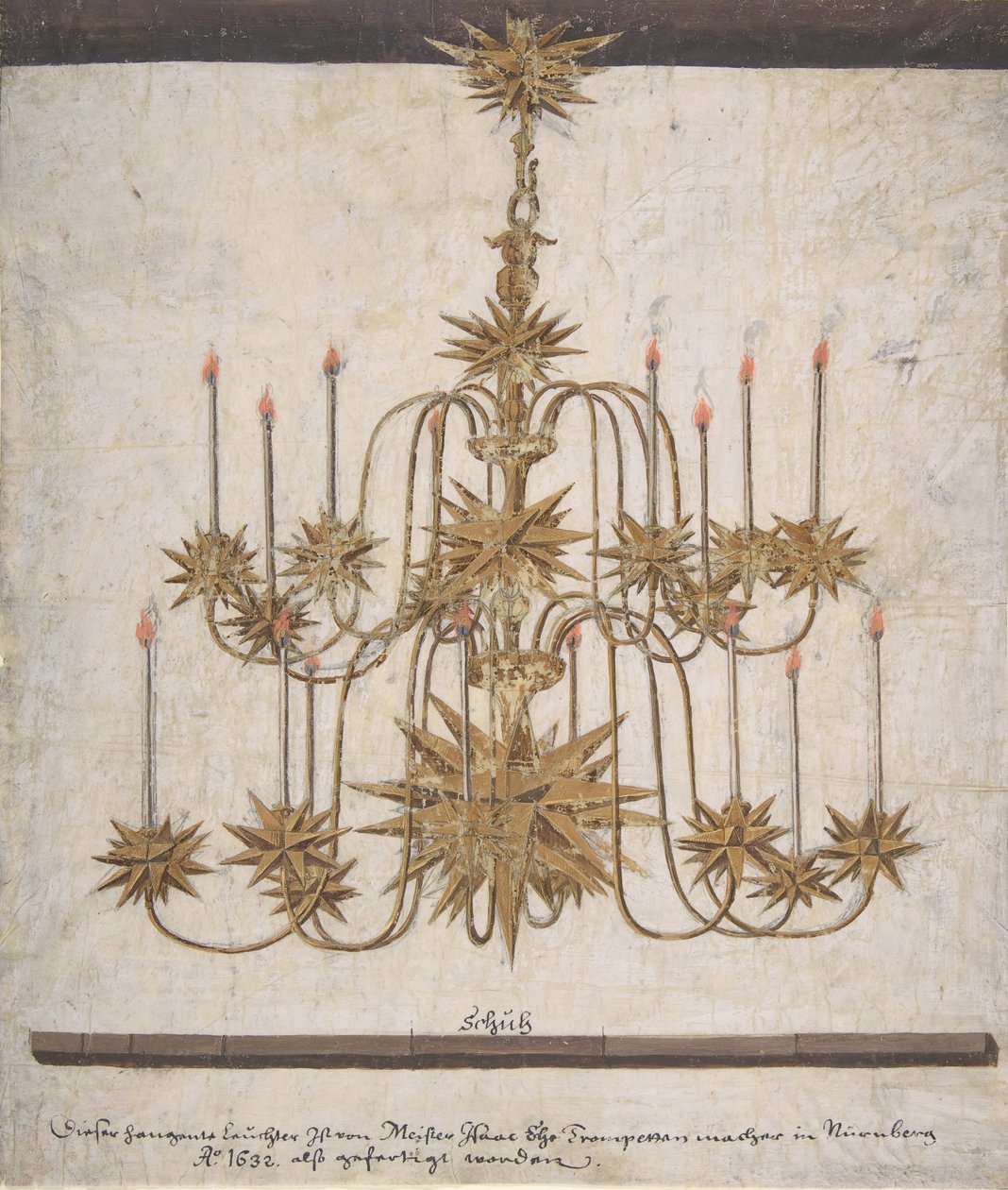 Projeto para um candelabro com dezesseis velas, 1632. de Isaak Ehe