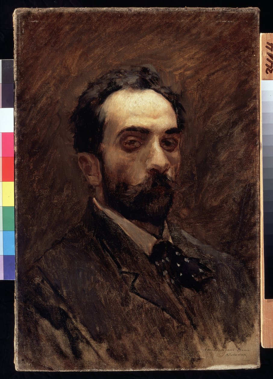 Auto-retrato. Pintura de Isaac Ilyich Levitan (1860-1900). óleo sobre tela, final de 1890. Arte russa, retrato do século XIX. Galeria Estatal Tretyakov, Moscou. de Isaak Ilyich Levitan