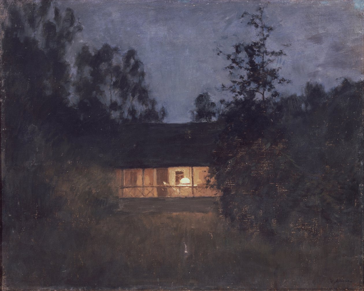 Casa de campo no crepúsculo, década de 1890 de Isaak Ilyich Levitan