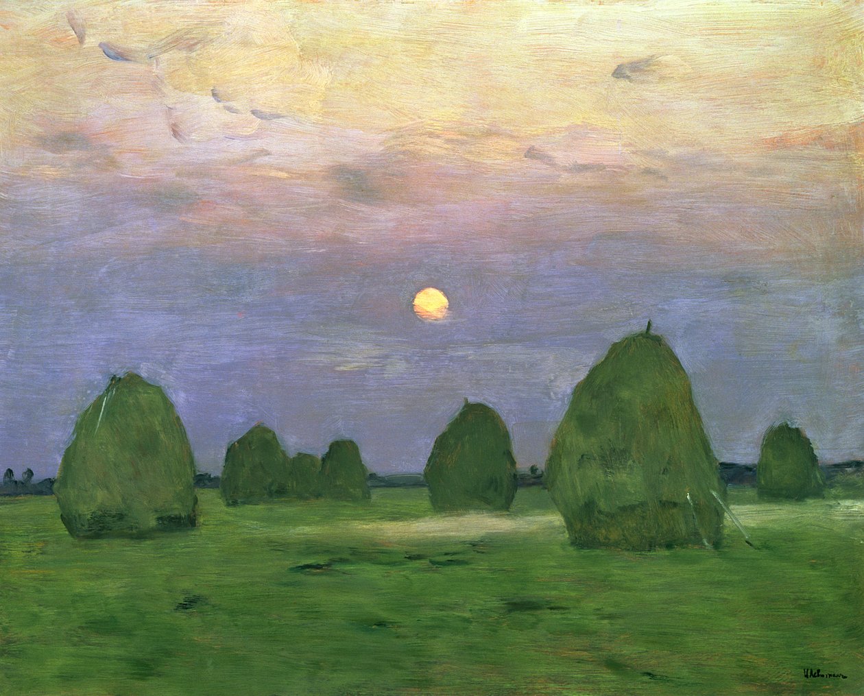Hayricks ao entardecer, 1899 de Isaak Ilyich Levitan