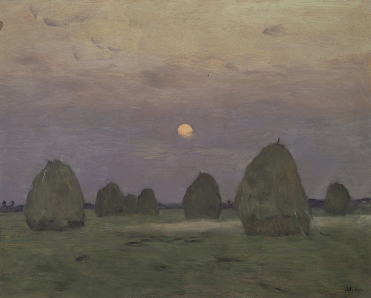 Crepúsculo. Os palheiros, 1899 de Isaak Ilyich Levitan