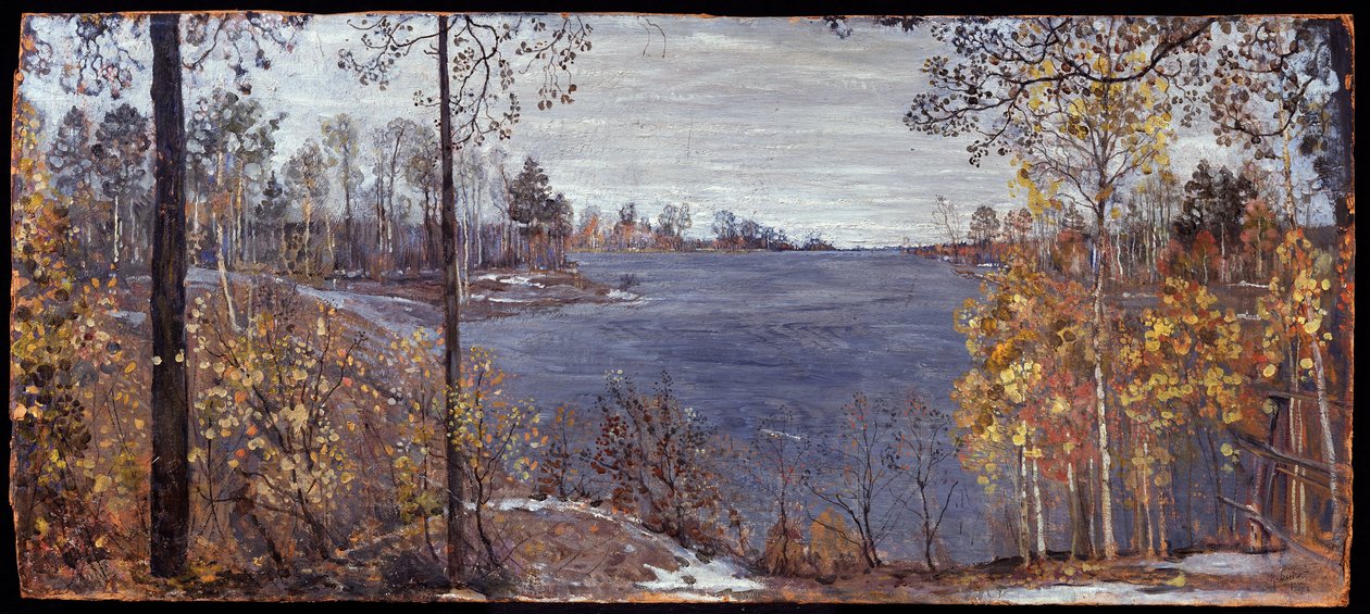 Final de Outono. Pintura de Isaak Izrailevich Brodsky (Brodsky) (1884-1939), óleo sobre tela de Isaak Israilevich Brodsky
