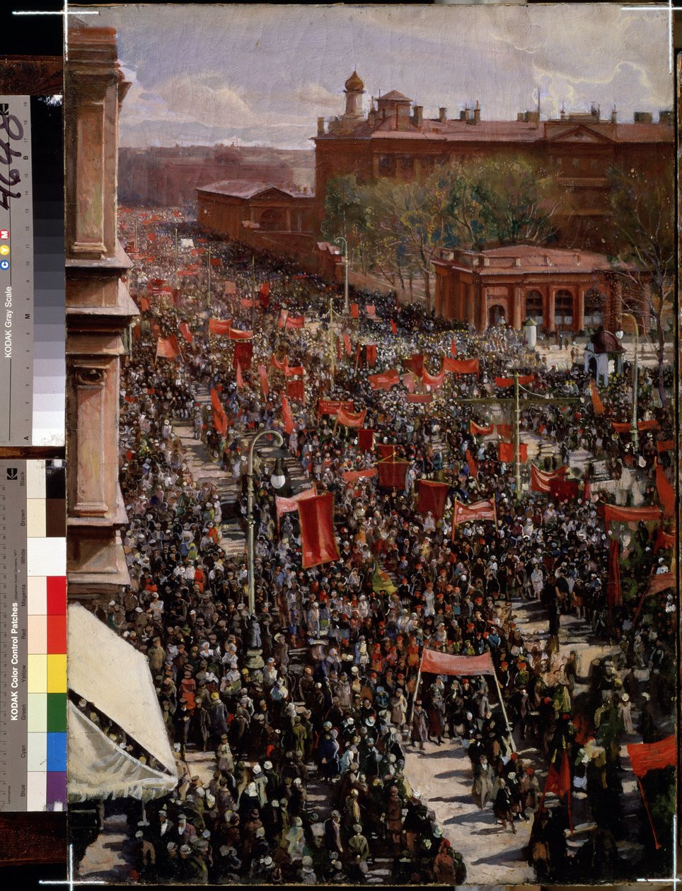 "Desfile na Nevsky Prospect em Leningrado (São Petersburgo)"" Pintura de Isaak Izrailevich Brodsky (Brodsky) (1884-1939) (Realismo Socialista) 1930 Museu Estatal Russo São Petersburgo de Isaak Israilevich Brodsky