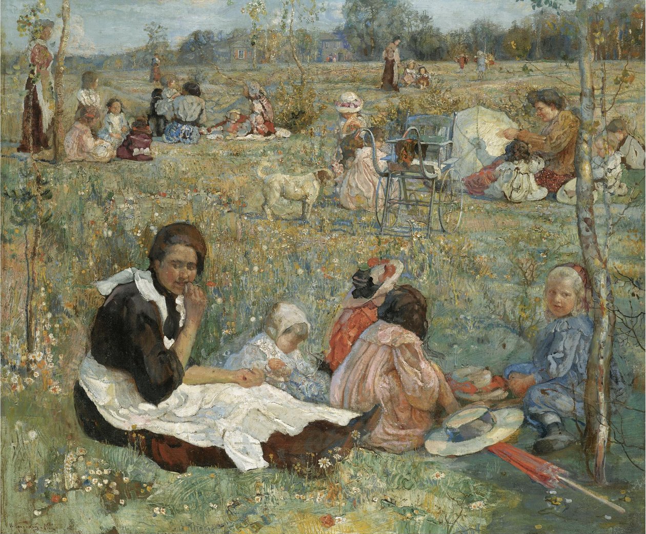 Babá com filhos, 1912 de Isaak Israilevich Brodsky