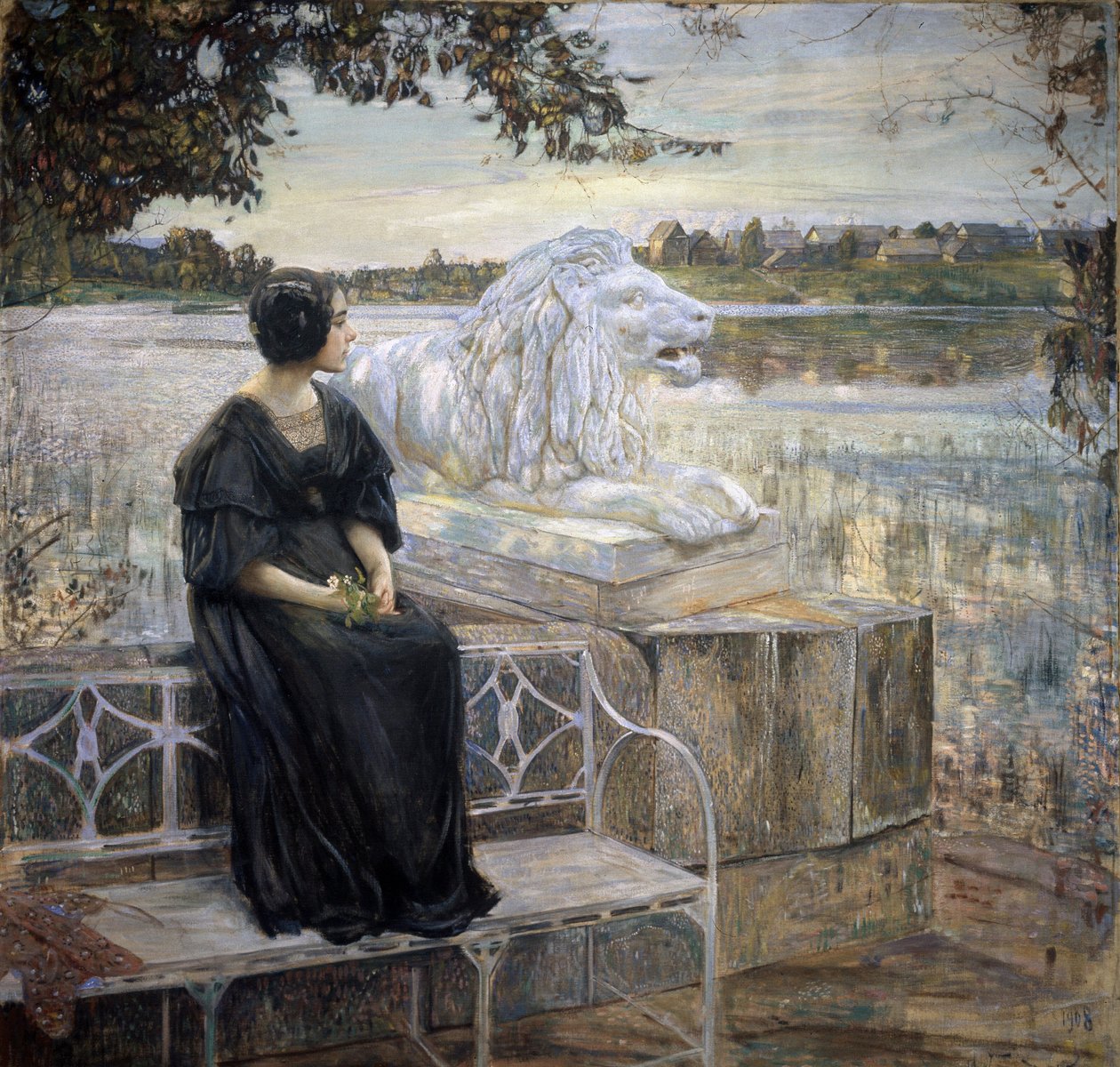 Retrato da esposa do artista. Pintura de Isaak Izrailevich Brodsky (Brodski) (1884-1939), óleo sobre tela, 205 x 203,5 cm de Isaak Israilevich Brodsky