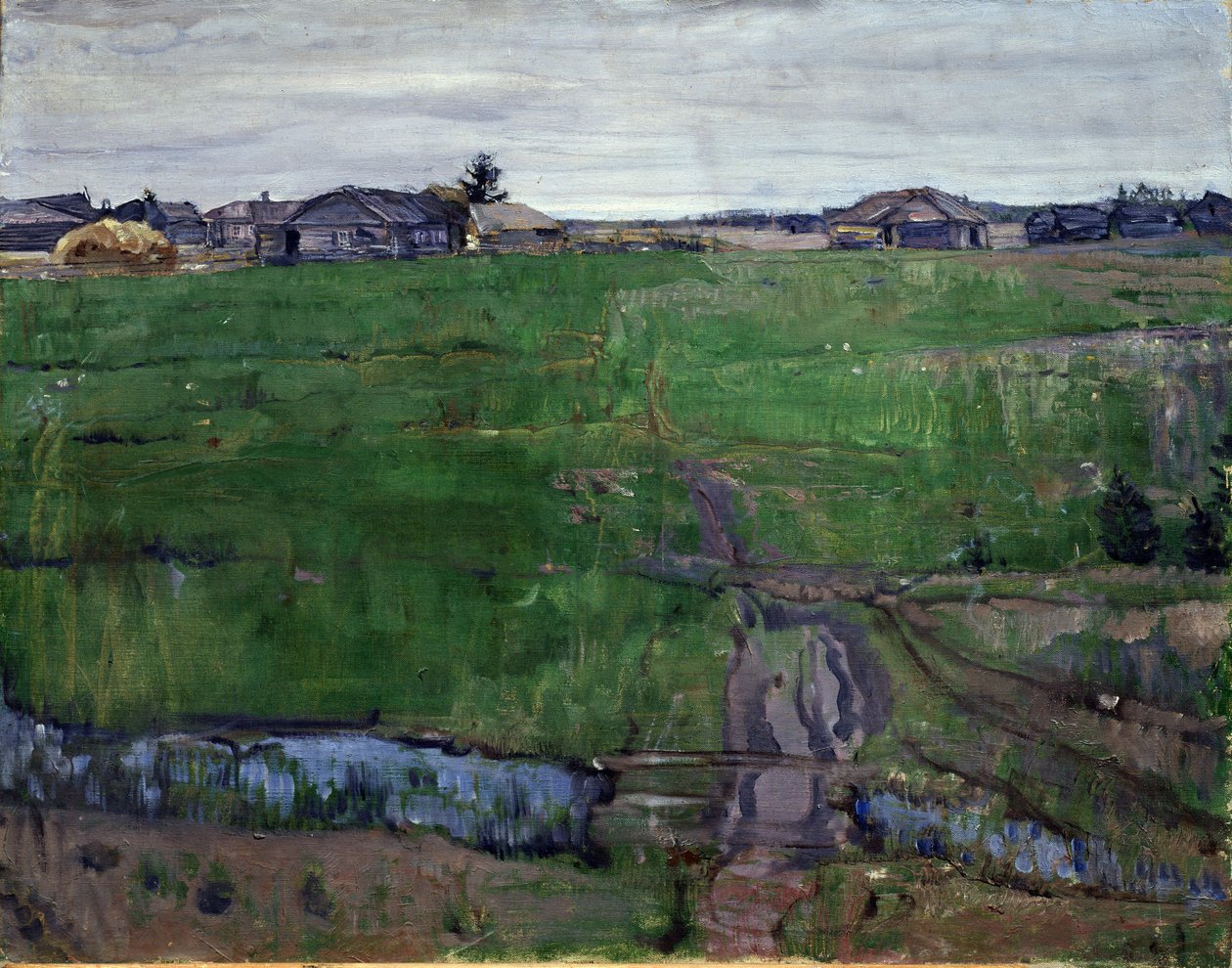 Pré (Prado). Pintura de Isaak Izrailevich Brodsky (Brodsky) (1884-1939). Óleo sobre tela, 63 x 80 cm, arte russa, art nouveau. Museu Regional de Arte, Kaluga (Rússia). de Isaak Israilevich Brodsky