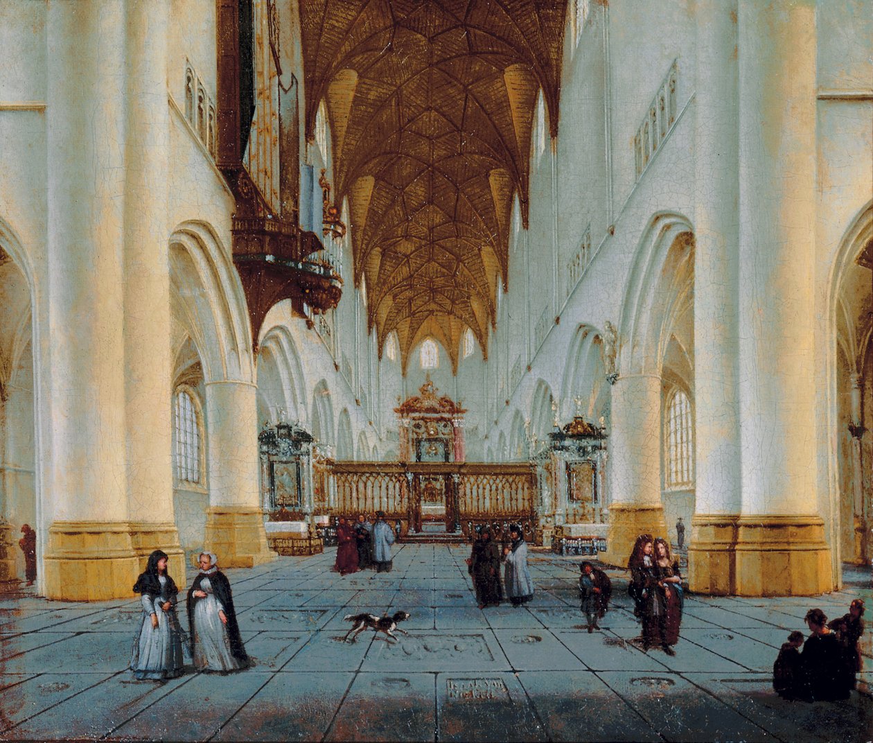 O interior de St. Bavo "s, Haarlem de Isaak Nickelen