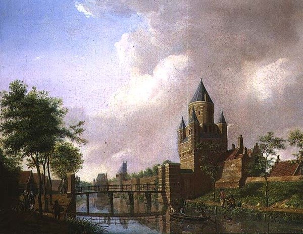 Uma Vista do Kleine Houtpoort, Haarlem de Isaac Ouwater