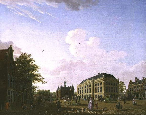Uma vista na praça Leidse, em Amsterdã, 1778 de Isaac Ouwater