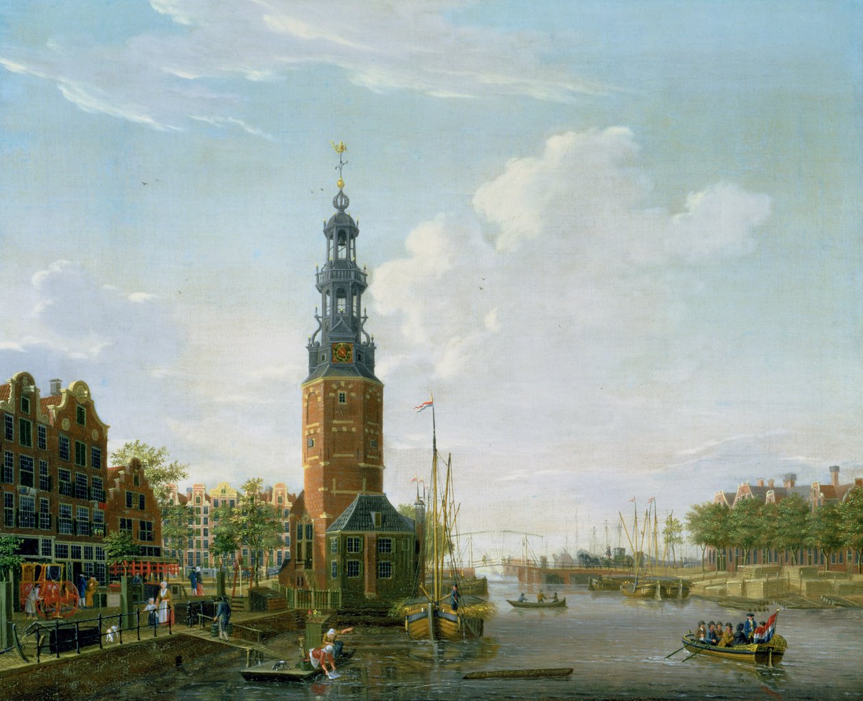 Vista, de, amsterdão, com, a, Montelbaanstower, ligado, a, Oude, Schans, 1777 de Isaac Ouwater