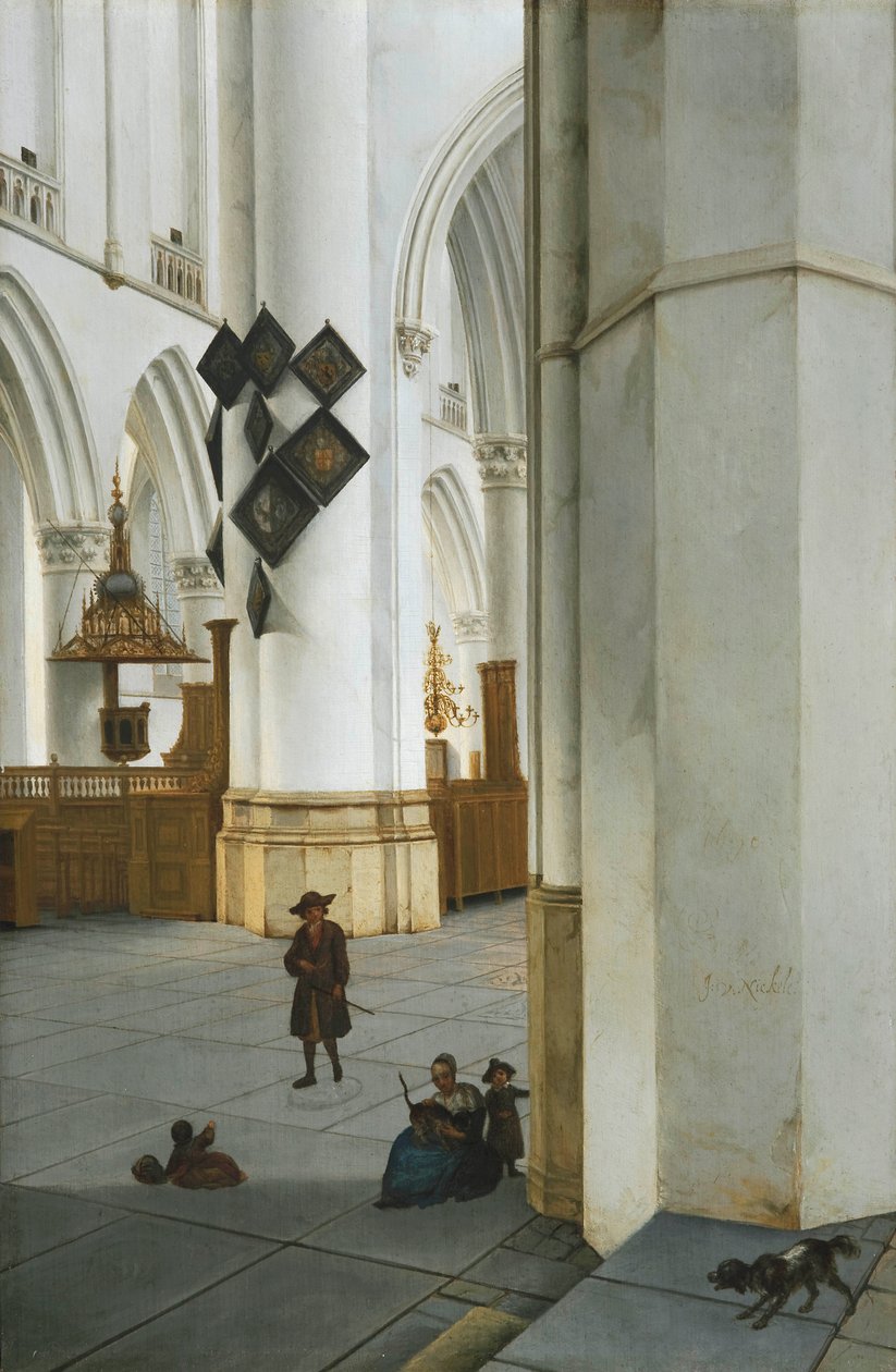 Neerlandês: Interieur van de St. Bavokerk te Haarlem, seen from the Kerstmiskapel Vista interior da igreja de São Bavo, Haarlem de Isaak van Nickelen