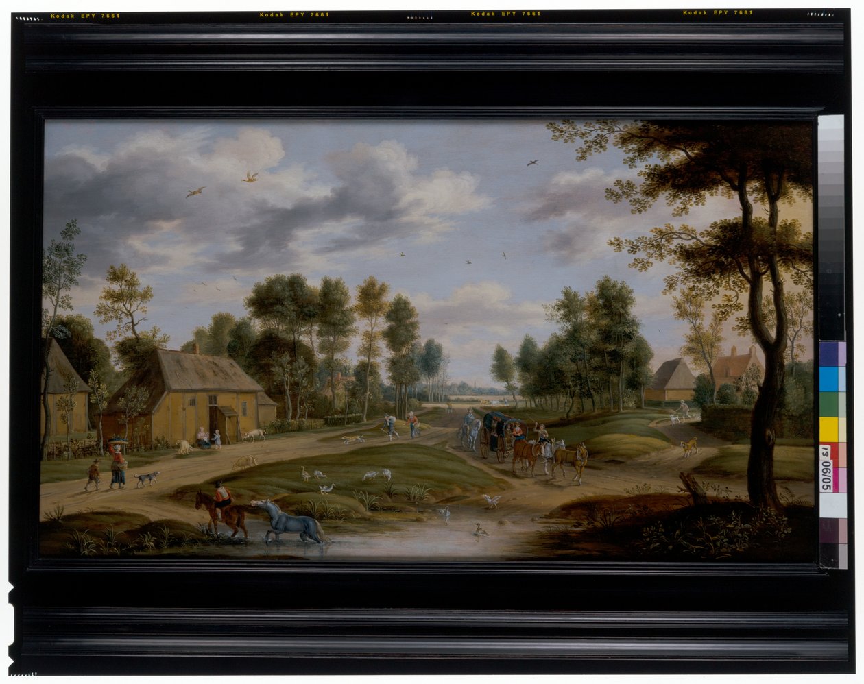 Paisagem de Dorf com uma carruagem de Isaak van Oosten