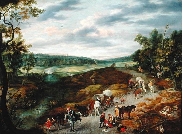 Ladrões Atacando um Comboio de Viajantes, 1656 de Isaak van Oosten