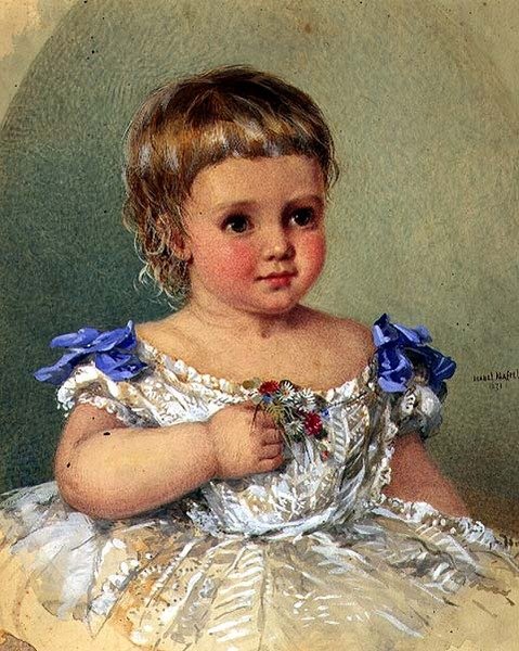 Retrato de uma Criança com um Posy de Flores Selvagens de Isabel Oakley Naftel