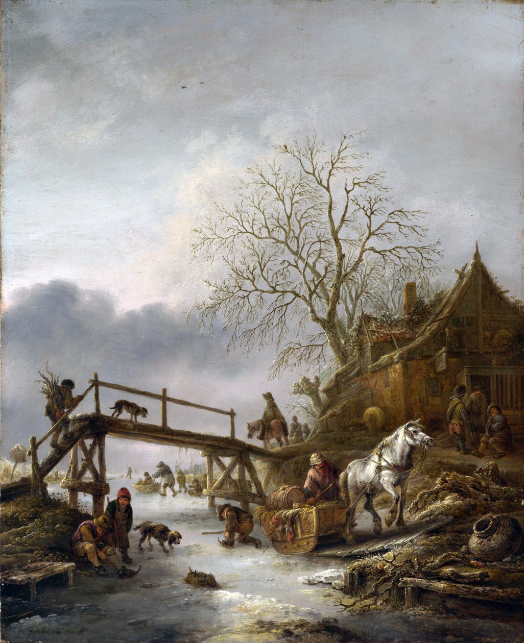 Uma cena de inverno, 1640 de Isack van Ostade
