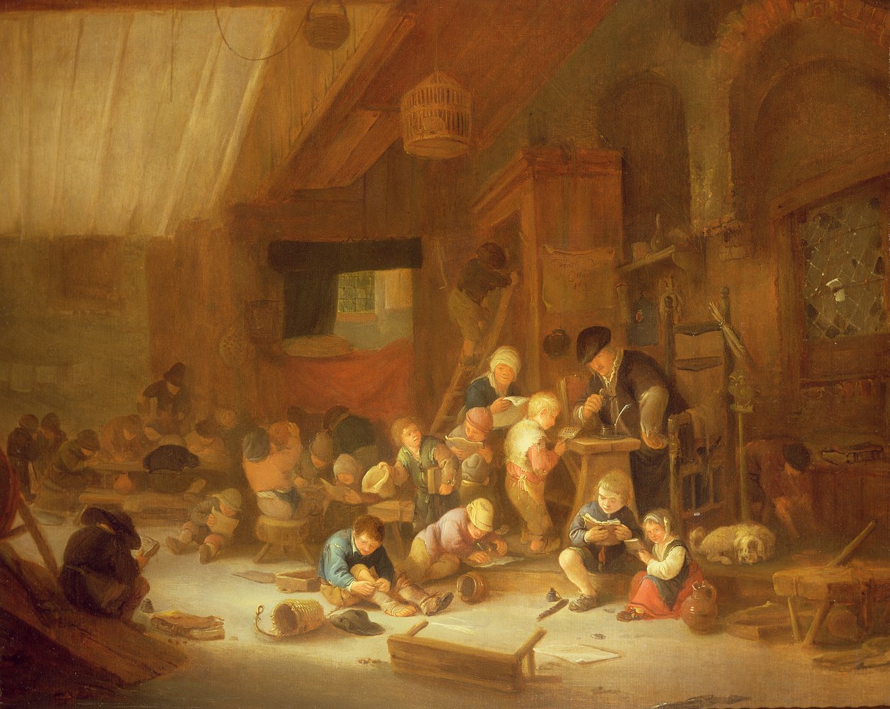 Interior da escola de Isack van Ostade