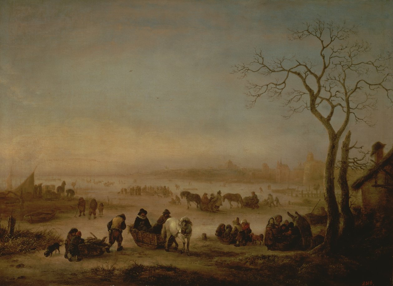 O lago congelado, 1648 de Isack van Ostade