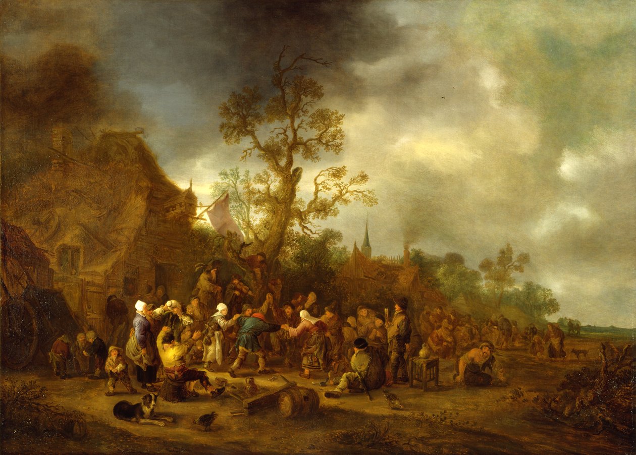 Camponeses Merrymaking fora de um Inn, 1642 de Isack van Ostade