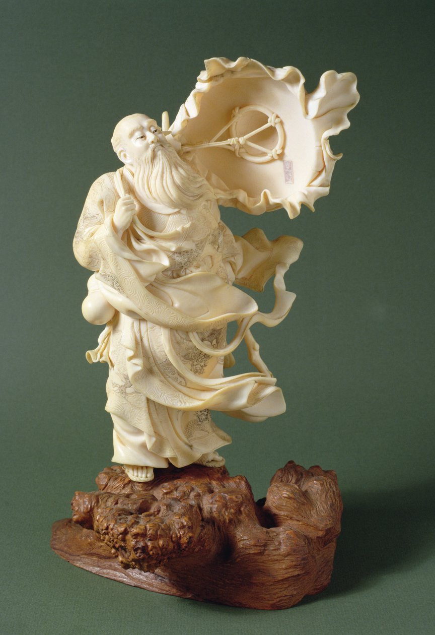 Sábio com chapéu de sopro, c.1900 (marfim) de Ishikawa Komei