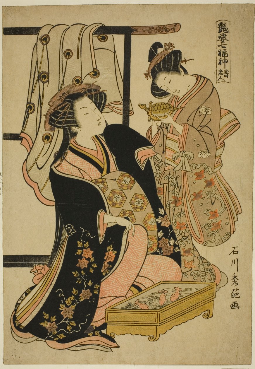Jurojin, da série "Os Sete Deuses da Boa Fortuna (Adesugata Shichifukujin)" de Ishikawa Toyonobu