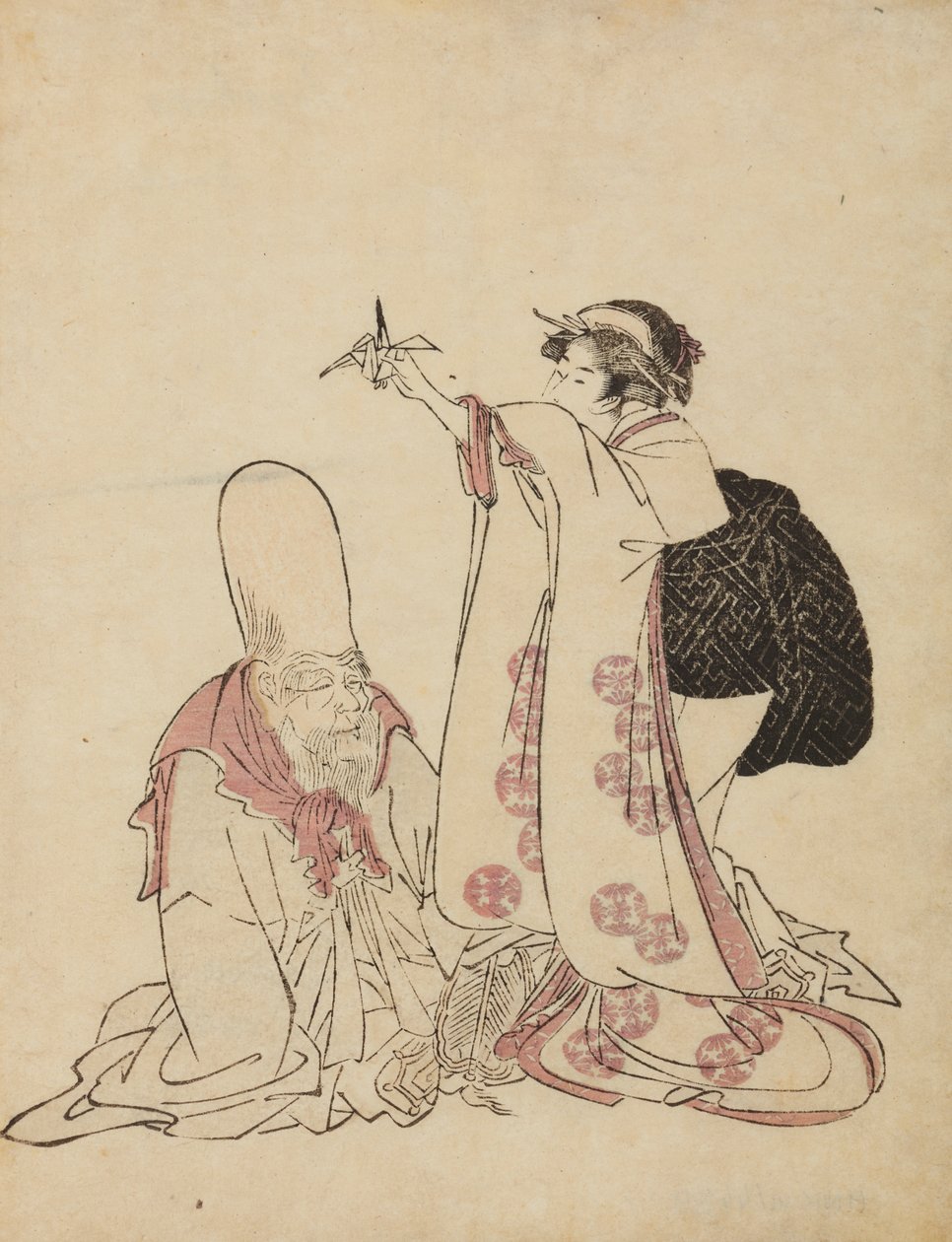 Paisagem marinha - apanha de marisco na maré baixa de Ishikawa Toyonobu