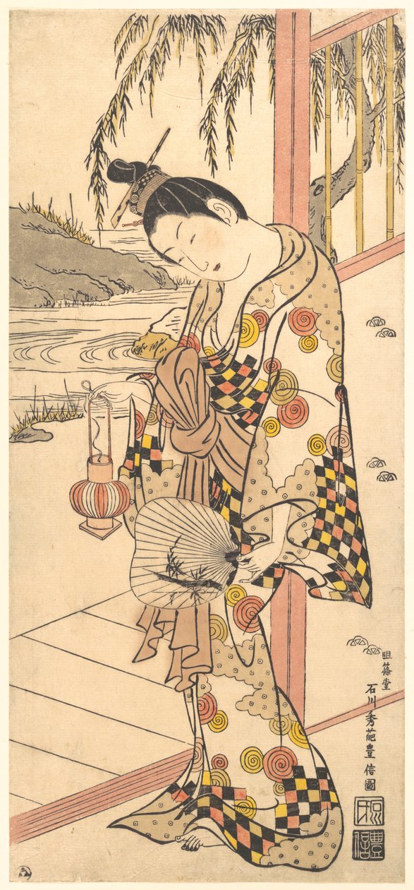 Jovem senhora com roupa de verão de Ishikawa Toyonobu