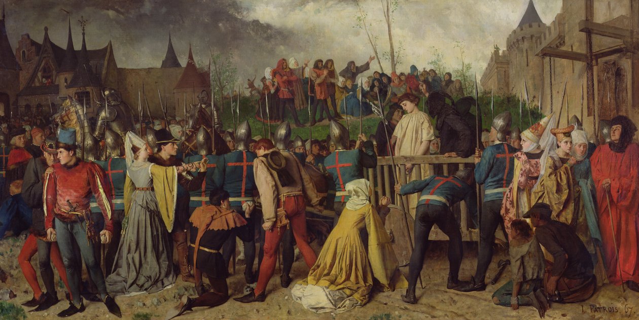 Joana d&39;Arc (1412-31) sendo conduzida a sua morte, 1867 de Isidore Patrois