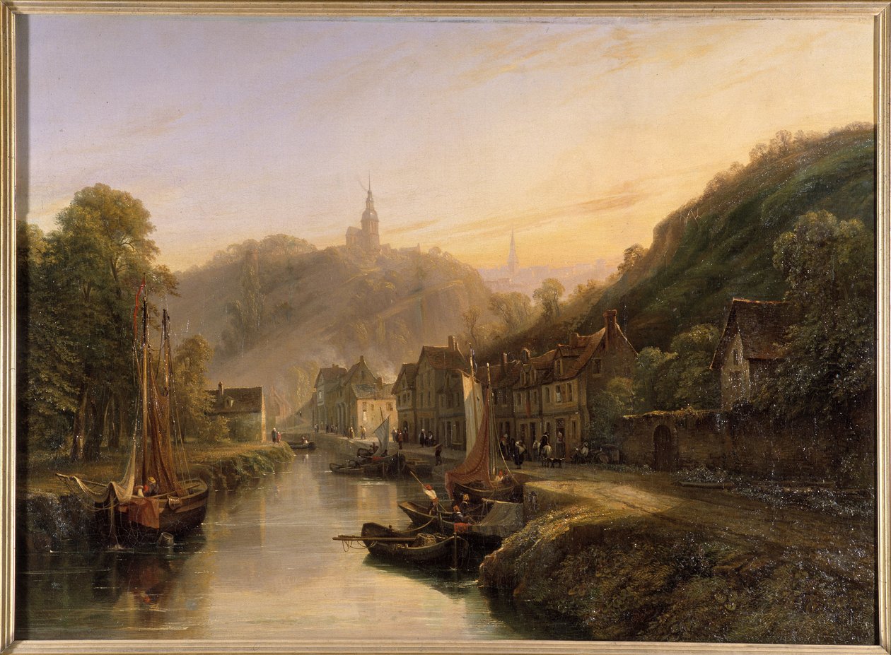 Vista de Dinan Harbour - por Isidore Dagnau, ca. 1830 de Isidore Dagnan
