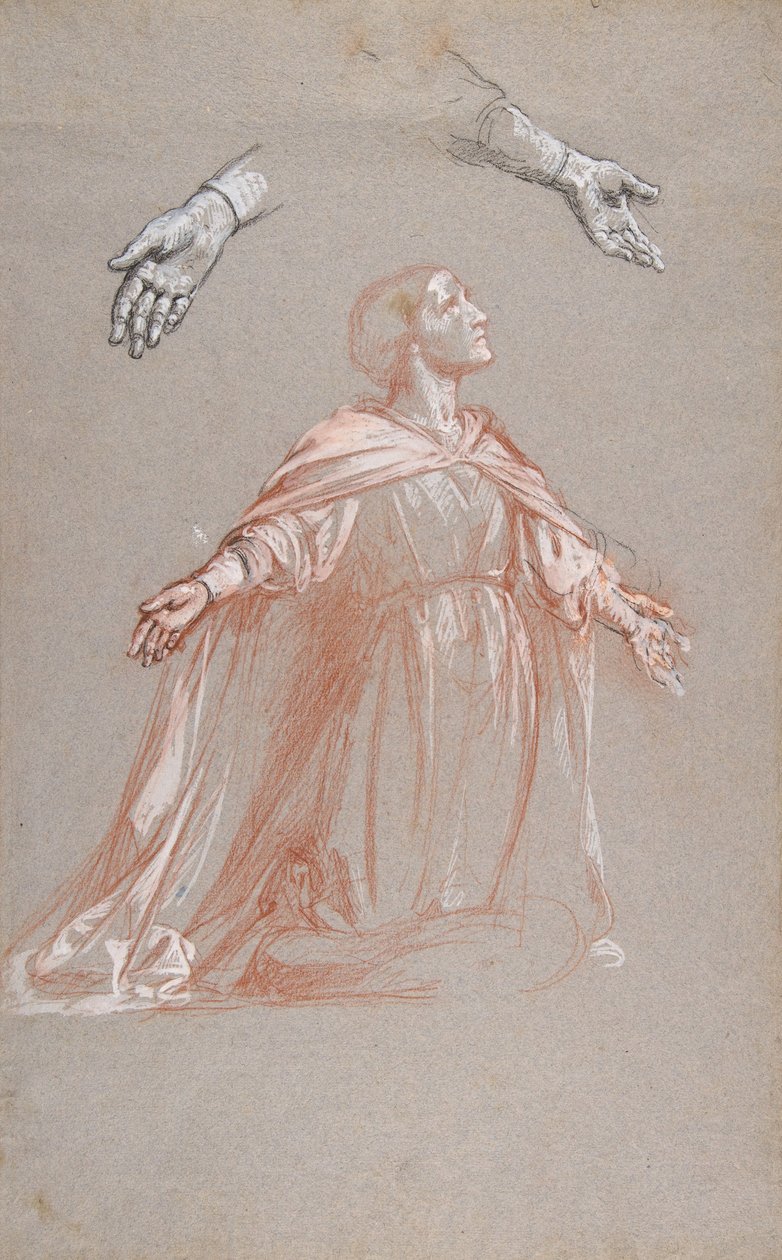 Registo médio de Sainte Clotilde, estudo para pinturas murais na Capela de Saint Remi..., séc. de Isidore Pils