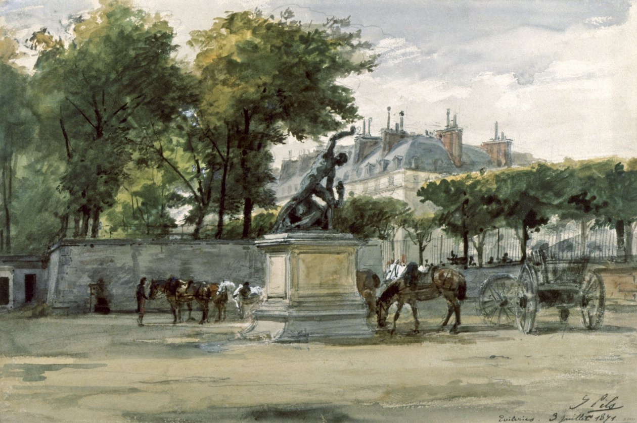 A Comuna de Paris : o exército de Versalhes nas Tuileries, c.1871 (aguarela) de Isidore Pils
