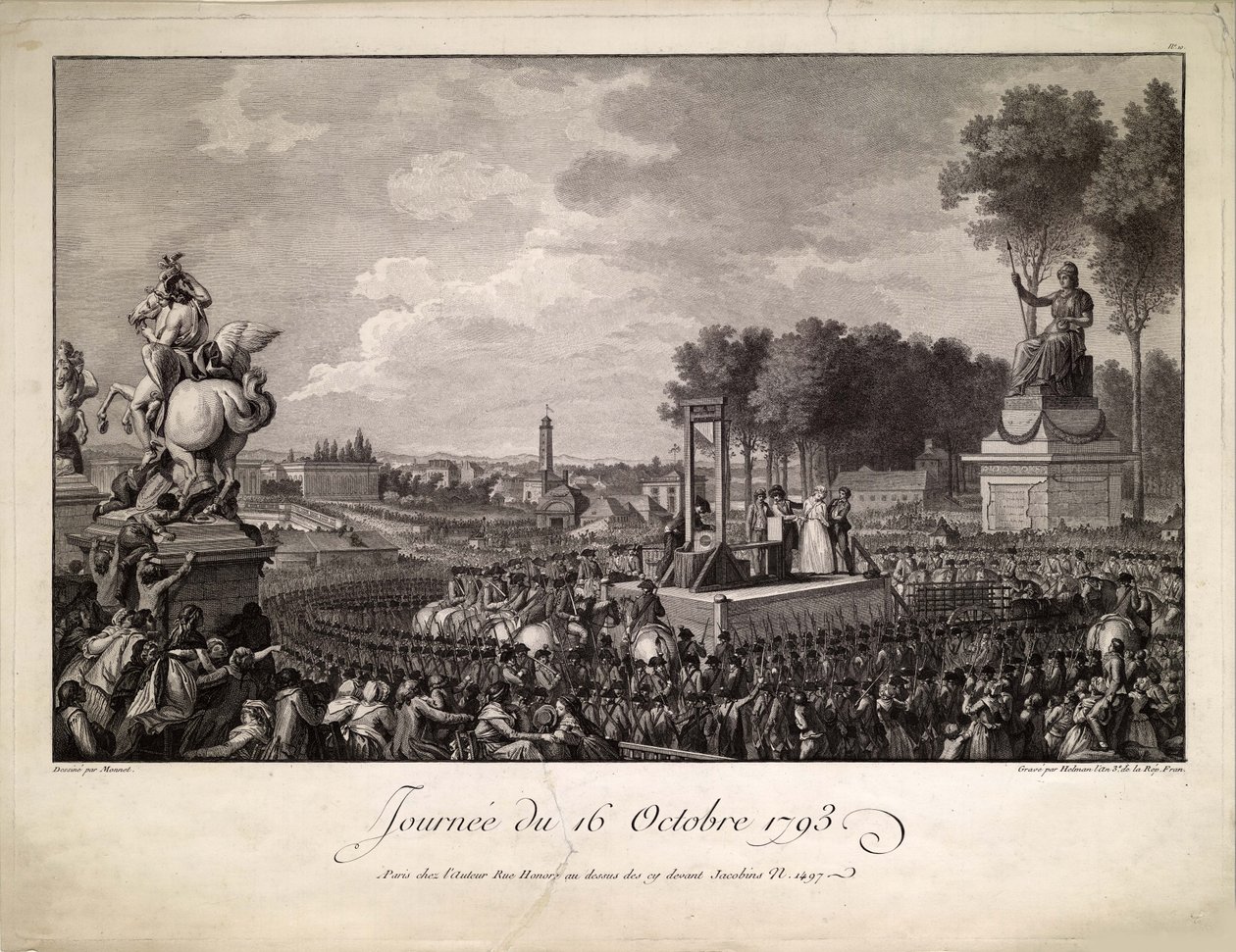 Dia de 16 de outubro de 1793 A execução de Maria Antonieta em 16 de outubro de 1793, c. 1795. de Isidore Stanislas Helman