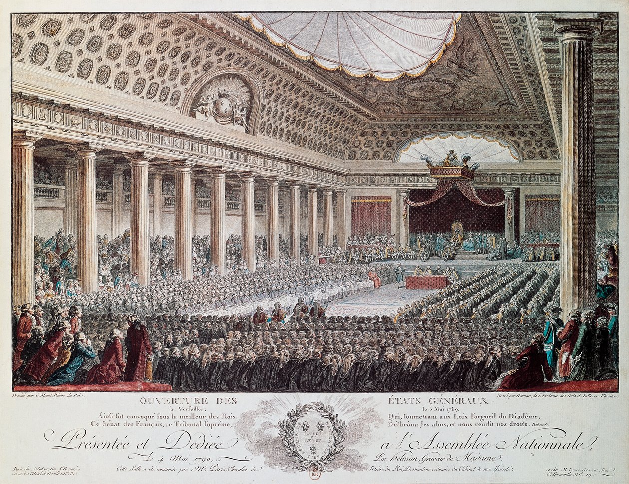 Abertura dos Estados Gerais em Versalhes, em 1789, gravura de Helmann, Revolução Francesa, França de Isidore Stanislas Helman