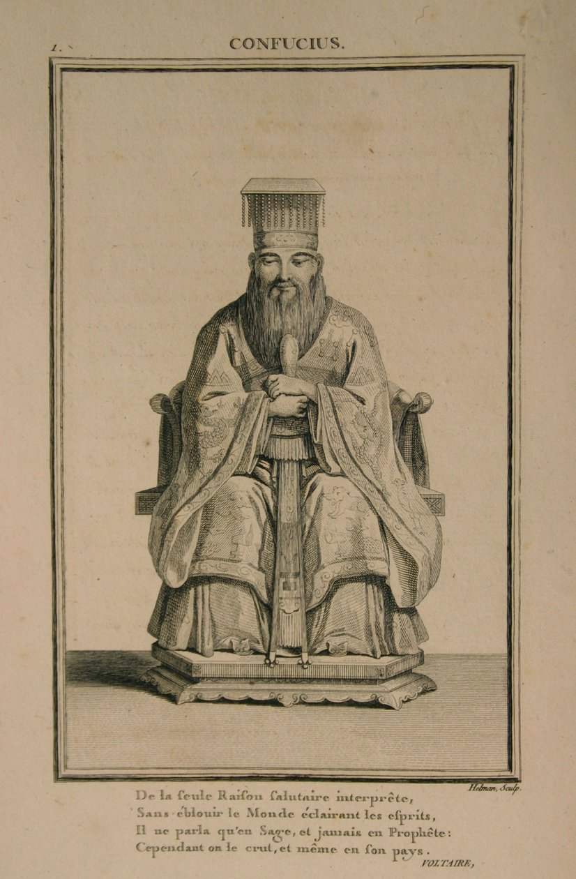 Retrato do pensador chinês e filósofo social Confúcio, 1788 de Isidore Stanislas Helman