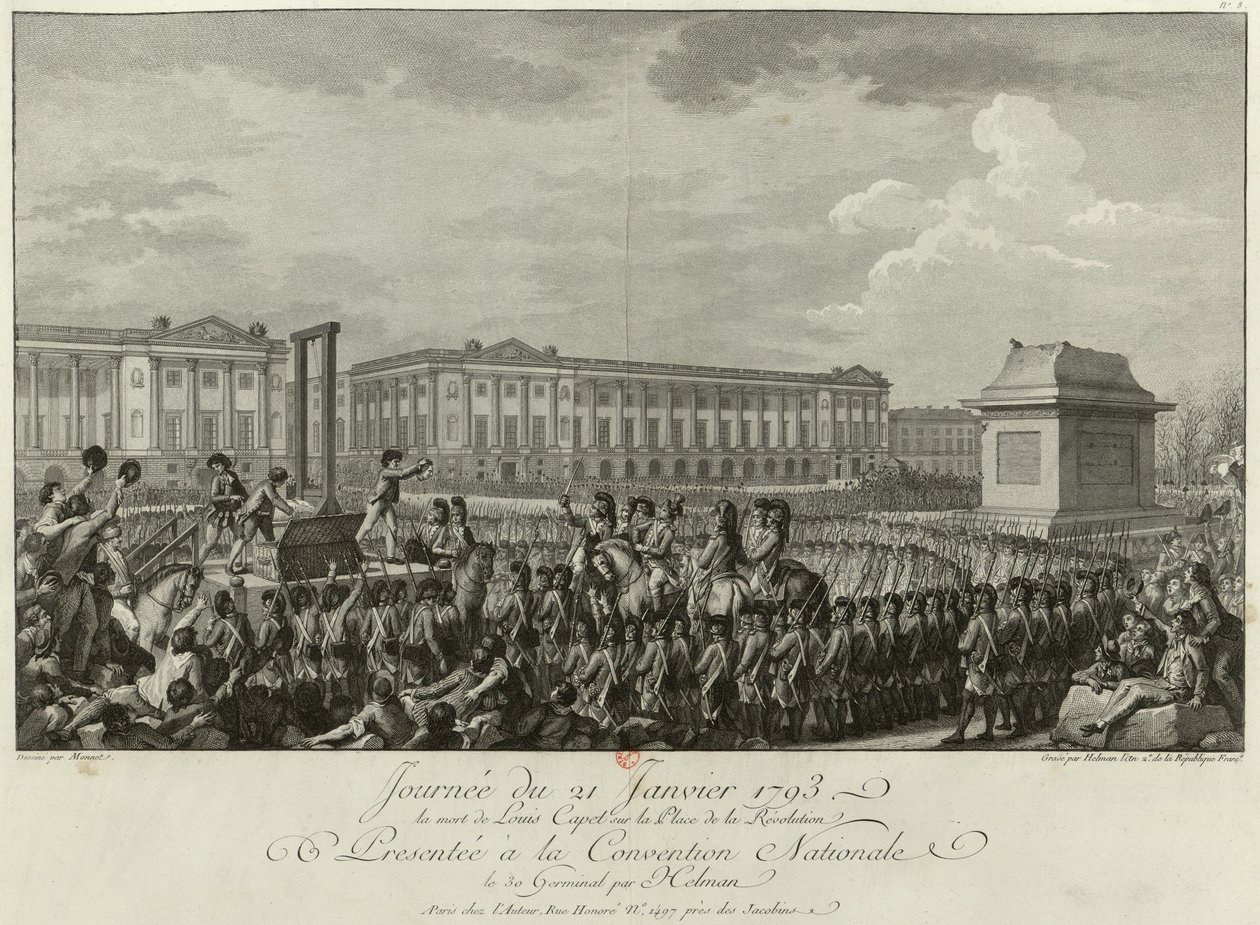 A execução de Luís XVI na Praça da Revolução em 21 de janeiro de 1793, 1794 de Isidore Stanislas Helman
