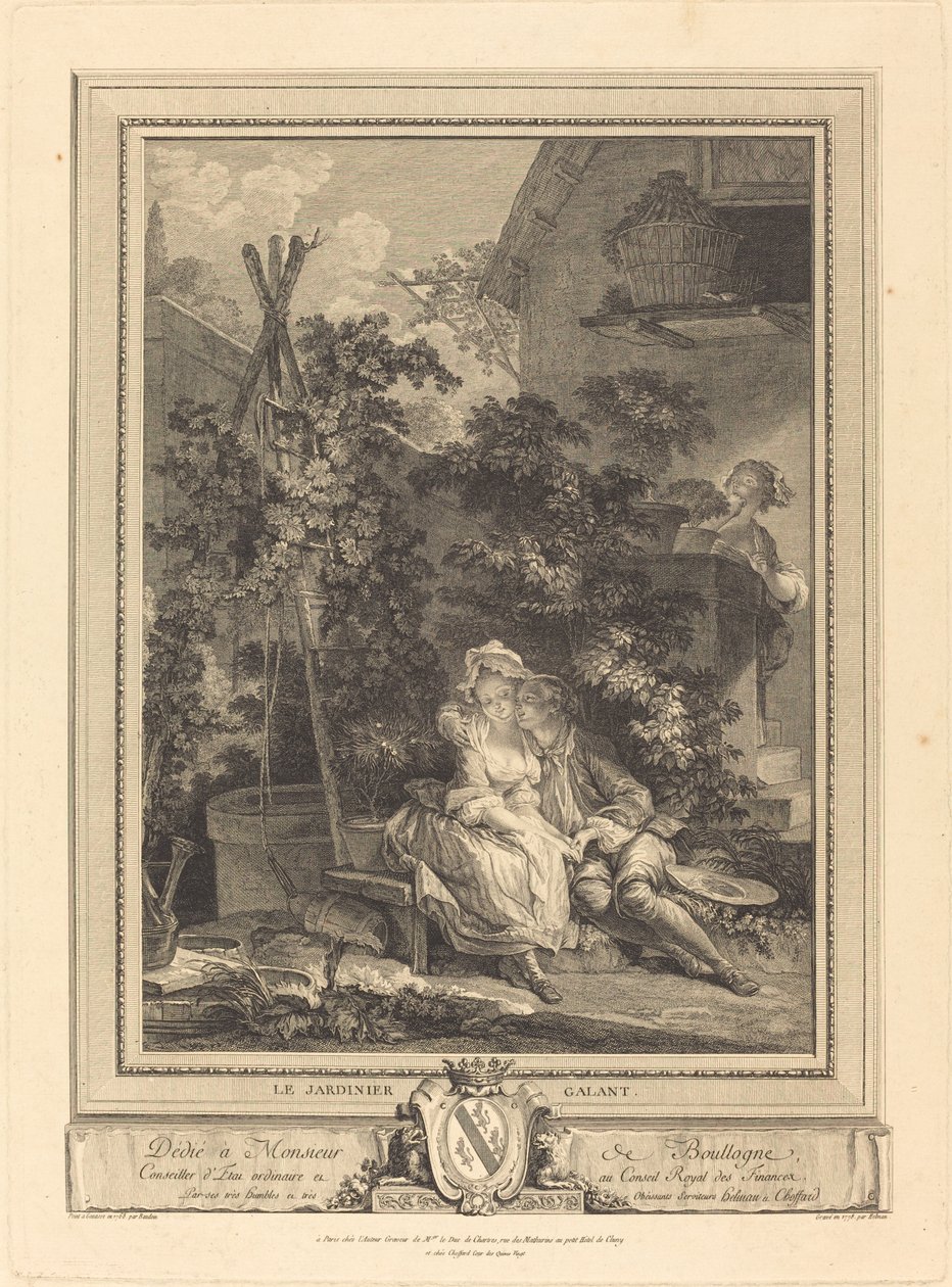 Le jardinier galant de Isidore Stanislas Helman after Pierre Antoine Baudouin