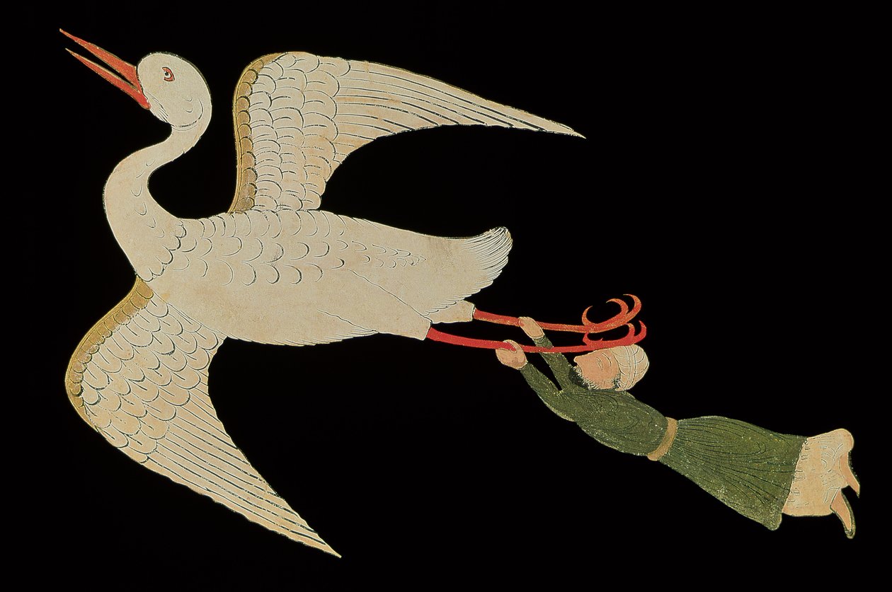 Mercador de Isfahan Flying, de &39;As Maravilhas da Criação e as Curiosidades da Existência&39; por Zakariya&39;ibn Muhhamed al-Qazwini (detalhe de 158678) de Islamic School